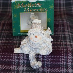 NIB Cornerstone Creations Silver and White Snowman Shelf Sitter